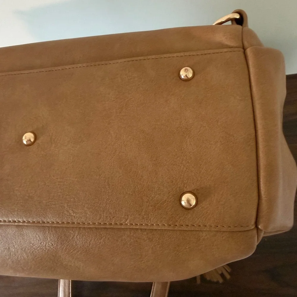GEMINI CONVERTIBLE BACKPACK WORK TOTE ALMOND AQUA LINING DIAPER BAG